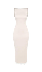 IVORY CRYSTALLISED MIDI DRESS